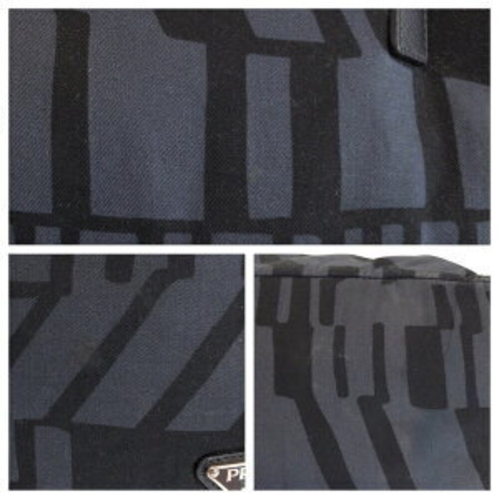 PRADA triangular logo plate gray black canvas lea… - image 5